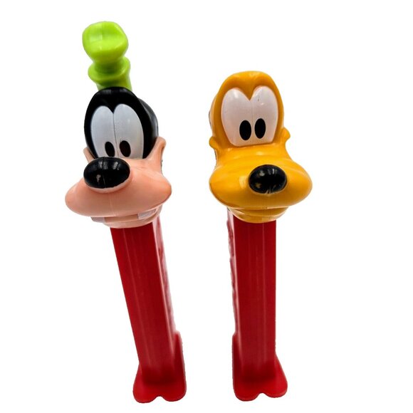 Disney Goofy & Pluto Pez Dispensers Made In Slovenia Red Yellow Read - Picture 1 of 14